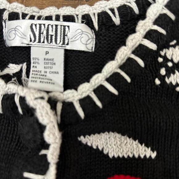 Vintage Segue Women's Christmas Sweater Cardigan Santa Hands Sewn Petite Medium - Picture 2 of 8